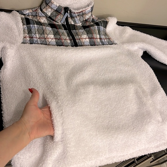 Vera Bradley Teddy Fleece Half-Zip Pullover quilted tartan detail mockneck L - Picture 6 of 12